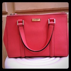 Kate Spade coral pink purse with 2 zip pockets